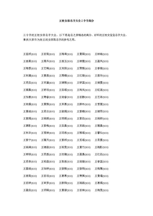 2018王姓好听的女孩名字 王姓女孩名字大全洋气两个字