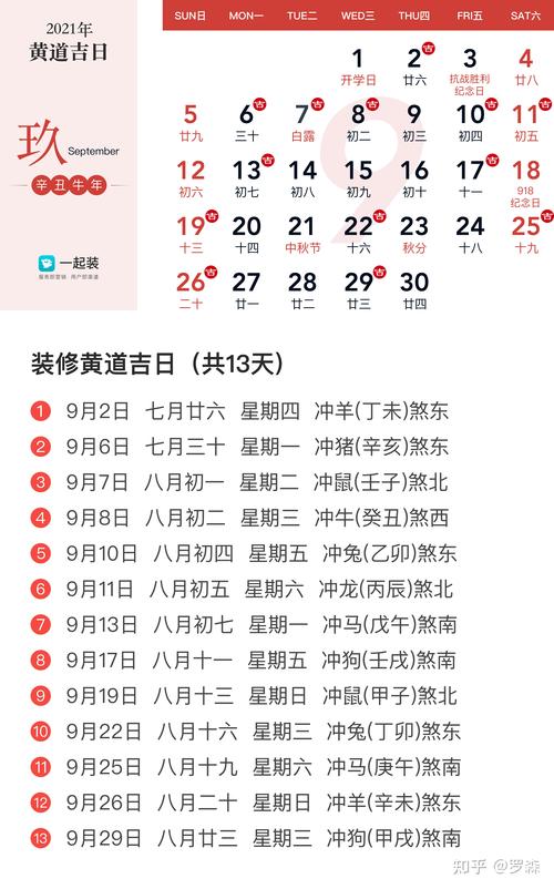 阳历9月黄道吉日查询 农历9月黄道吉日查询表