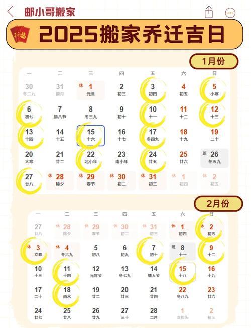 2025牛12月乔迁吉日 2025搬家乔迁日历